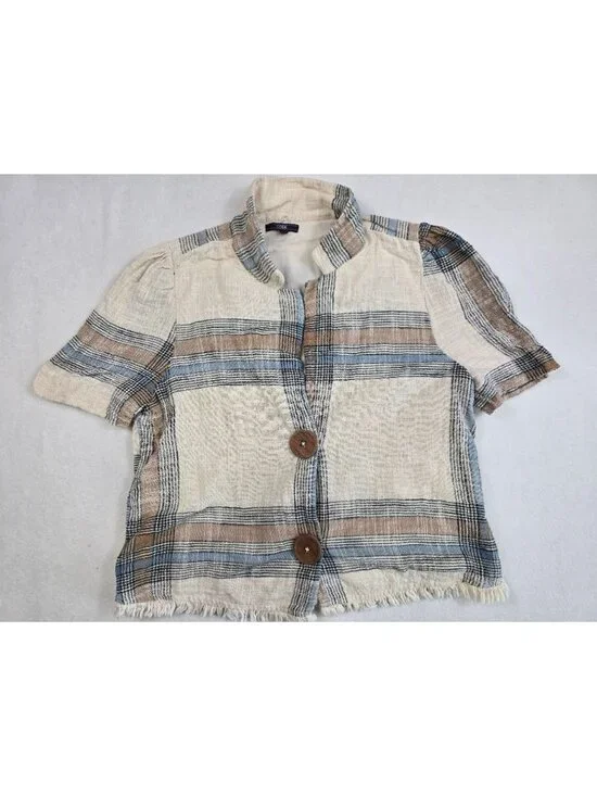 Plaid 100% Cotton Sleeveless Dress & Cropped Button-Up Shirt Top Set 16 XL - Picture 7 of 13